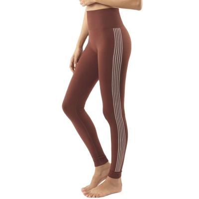 China Hot Selling Breathable High Quality Cocoa Plain Knit Pattern Seamless Fitness High Waist Sports Tight Women Yoga Leggings for sale