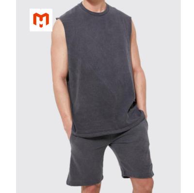 China QUICK DRY Tank Vintage Oversized Look Shorts Men's Overdye Short Set for sale