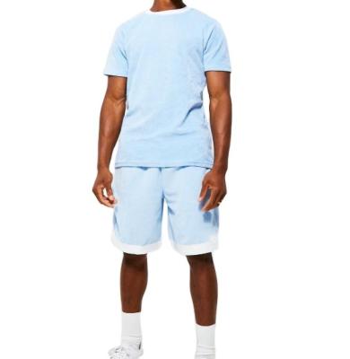 China QUICK DRY Fitness Shorts Slim Fit Gym T-Shirt Men's Contrast Detailing Short Set for sale