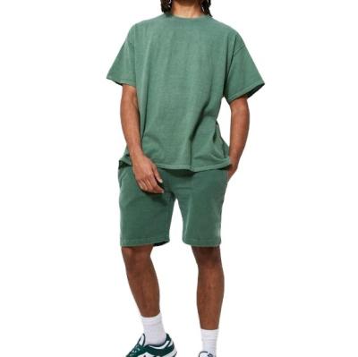 China QUICK DRY running training athleisure wear oversized overdye t-shirt and shorts set men's summer overdye short set for sale