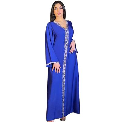 China Fashion Hot Selling Muslim Women's Hot Selling Rhinestone Middle East Ethnic Clothing Abaya Long Robe Muslim Abaya Women Dress for sale