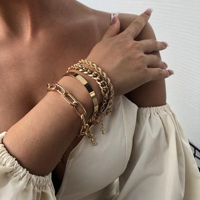 China New European alloy chain bracelet fashion punk exaggerated thick women and simple American fashion gold bracelet bracelet for sale