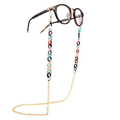 China Meifei punk 16 Colors Fashion Metal Eyeglass Acrylic Chain Texture Sunglasses Holder Eyewear Holder Marble Strap Lanyard Cord for sale