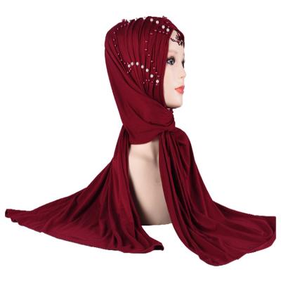 China Wholesale Simple Heavy Instant Scarf Women Soft Muslim M-62 Bubble Scarf Shawl Glitter Hijab Pearl Chiffon Soft Muslim Hijab for sale