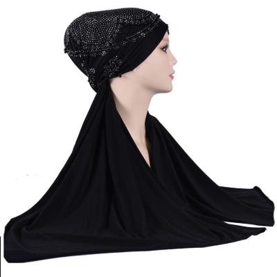 China Wholesale M-65 Polyester Cotton Knitted Hijab Scarf Rhinestone Muslim Scarves for sale