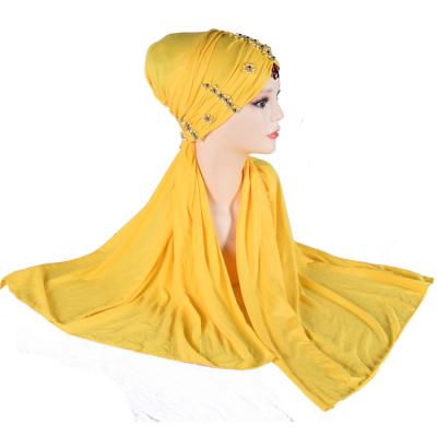 China M-61 Polyester Fashion Pearl Scarf Women Hijab Wholesale Beaded Tank Top Simple Muslim Hijab Hijab for sale