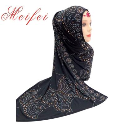 China Polyester/Cotton 2019 Cheap Muslim Abaya Beaded Square Head Wrap Shawl Circle Drill Dot Muslim Scarves Hijabs for sale