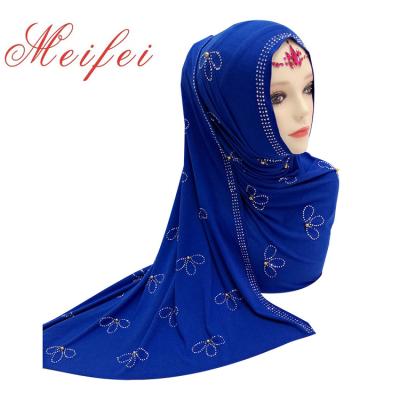 China Shiny Islamic Knitted Scarf Polyester Ladies Hair Head Accessories Muslim Hijab/rhinestone hijab women turban cotton muslim fashion for sale