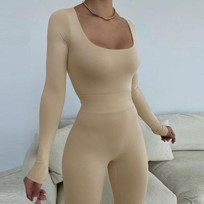 China 2021 Breathable Sexy Ladies Bodycon Rompers 2 Pieces Set Autumn Summer Women Regular Long Sleeve Jumpsuits for sale