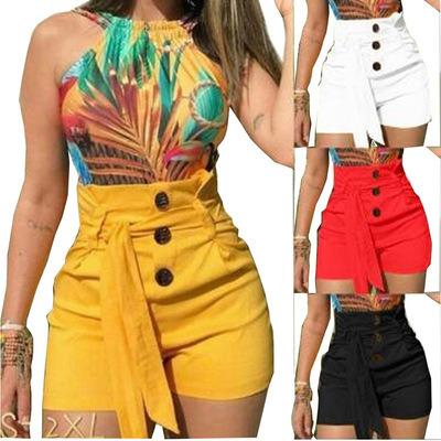 China 2021 Plus Size 5XL 4XL 3XL Summer Women's Anti-pilling Fashion Lace Up Tie Pants Plus Size Short Pants Female Casual High Waist Trousers for sale