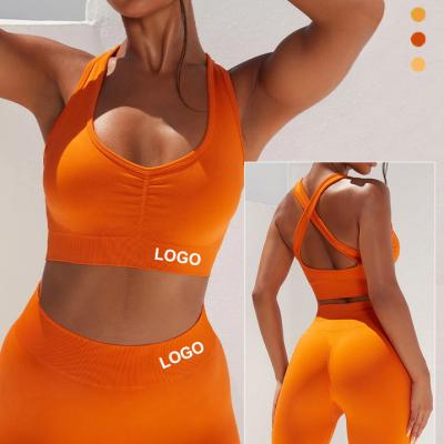 China 2022 Logo Workout Women Yoga Sets Breathable Seamless Yoga Set crack! crack! Women's High Waisted Bra Sports Butt Gaiters Hot Custom Made Yoga Gaiters for sale