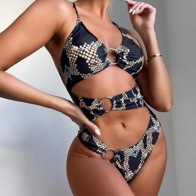 China 2021 One Piece Snake Print Swimwear Women's One Piece Sexy Luxury Bikini Women's Breathable Swimwear and Beachwear for sale