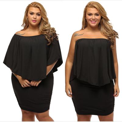 China S-3XL Anti-Static 2021 Plus Size Women's Clothing Off Shoulder Flare Sleeve Mini Poncho Casual Dress for sale