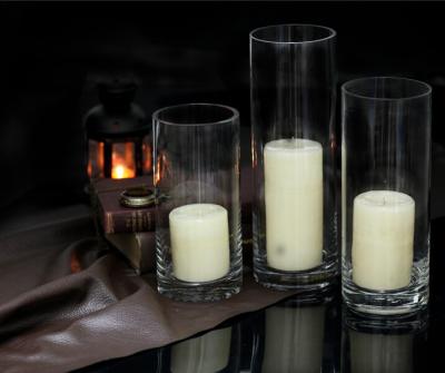 China Wholesale Morden luxury factory price of high quality 4 inch hand blown clear cylinder glass candle holder for sale