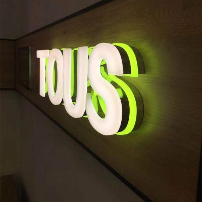 China Texture OneRed Metallic Soft Backlit Metal Energy Saving Halo Lit Sign for sale