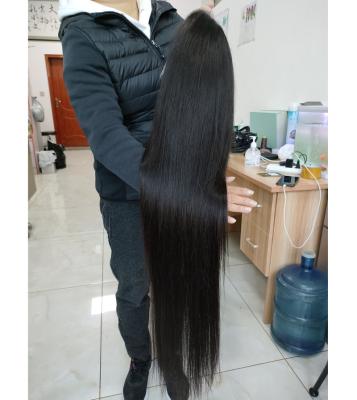 China Best Amara Hair Wigs 40inch Silky Straight Hair Wig 200 Density With Transparent Swiss Lace for sale