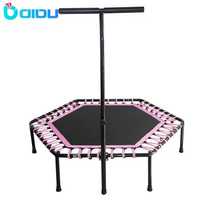 China Fitness Free Adult Indoor Jumping Gym Protective Net Mini Hexagon Rebounder Trampoline With Handle for sale