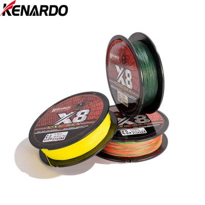 China Custom Soft Luster Fishing Line 150M Braided PE Multicore Japan 4 Colorful 8 9 12 Strands Yellow Green Braided Wire for sale