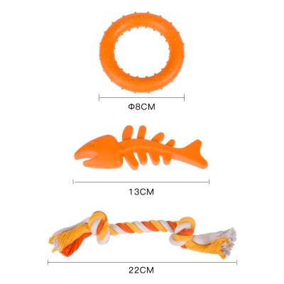 China Viable wholesale manufacturers fish tpr cotton rope chew dog toys set for sale