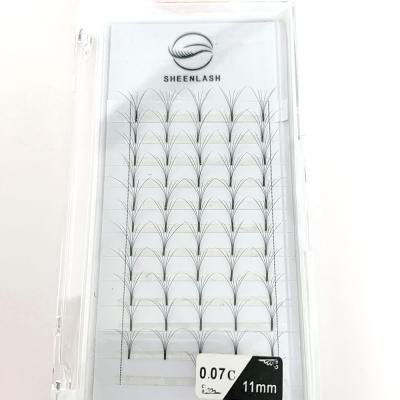 China SHEENLASH C Full Volume Curl Eyelash Extensions Korean 0.07 Premade Long Stem Fans Individual Eyelash Extension for sale