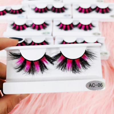 China Natural Wholesale Custom Box Full Colored Curl Strip Mink Lashes Lashes Dramatic Colored Mink Lashes for sale