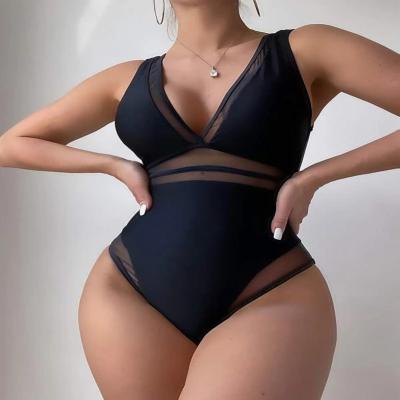 China 2023 Wholesale High Quality Antibacterial Black Mesh Swimwear Sexy One Piece Women Swimsuit for sale