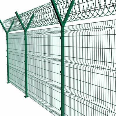 China Easily Assembled 6x6 Reinforcing 3D Curvy PVC Coated Welded Wire Mesh Fencing Metal Security Fence Panels For Airport for sale