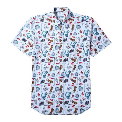 China Anti-pilling Digital Printing Short Sleeve Cotton Custom Button Up Shirts For Men for sale