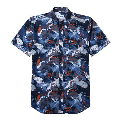 China New men's casual fashion printed anti-pilling summer custom made flower button up shirt for sale