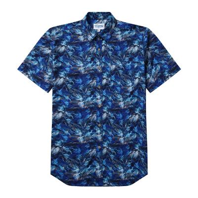 China Wholesale Silk Blue Summer Hawaiian Shirts Anti-pilling 3D Printed Short Sleeve Button Down Aloha Shirts for sale