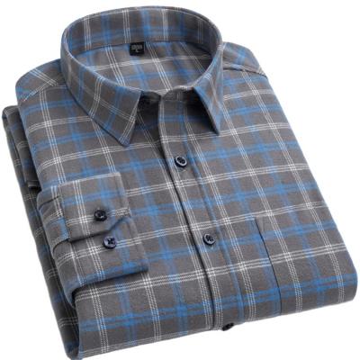 China Cheap Men's Flannel Shirt Anti-pilling Cotton Plaid Flannel Custom Shirt Long Sleeve for sale