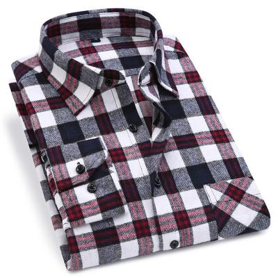 China Autumn Men Plaid Anti-pilling Spring Casual 100% Cotton Long Sleeve Comfort Slim Fit Flannel Shirt for sale