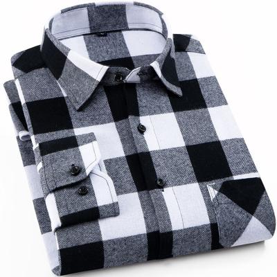 China Custom Made Plaid Anti-pilling Flannel Oversized Men's Shirt Long Sleeve Men's Casual Designer Shirt for sale