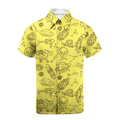 China Custom 100% Polyester Men's Anti-pilling Printed Beach Casual Short Sleeve Hawaiian Button Up Shirt for sale