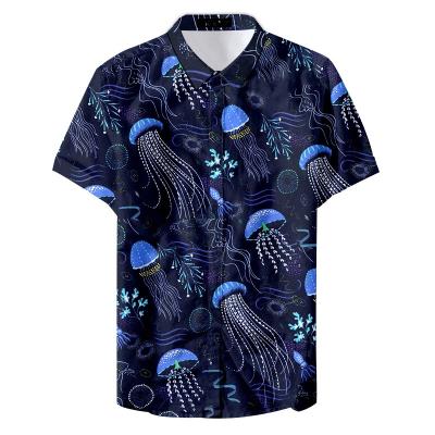 China Custom Loose Size Men's Anti-pilling 3D Printed Polyester Beach Casual Shirts Short Sleeve for sale