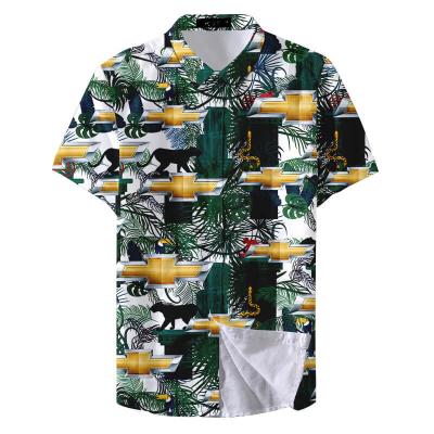 China Custom Classic Private Label Floral Hawaiian Style Anti-Pilling Stretch Button Up Shirt Man for sale