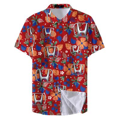 China Custom four way stretch anti-pilling printed hawaiian summer short sleeve beach shirts for men for sale