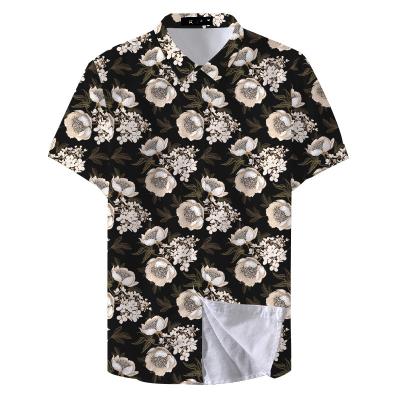 China Custom Made Anti-Pilling Pattern Anti-Pilling Casual Beach Stretch Flower Hawaiian Button Up Shirt for sale