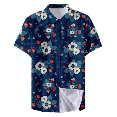 China Custom Four Way Stretch Men's Anti-pilling Cotton Printed Flowers Aloha Beach Hawaiian Men's Casual Shirts For for sale