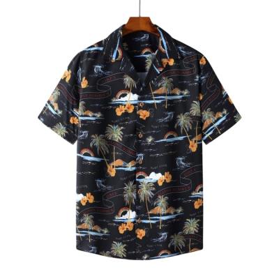 China Mens Stylish Casual Beach Cotton Aloha Custom Floral Print Hawaiian Shirt Anti-pilling for sale