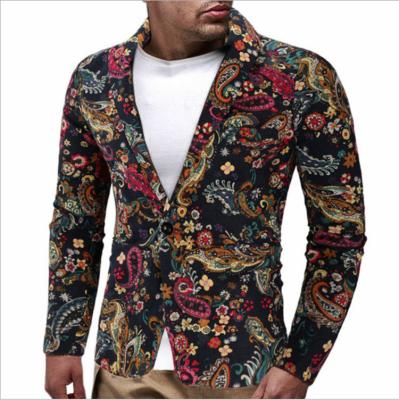 China Anti-wrinkle custom printed men's spring and autumn new national style cotton hemp plus size blazers for men for sale