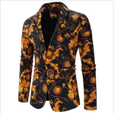 China Anti-Wrinkle New Design Mens Suits Floral Print Fancy Party Crop Blazer Suits For Men for sale