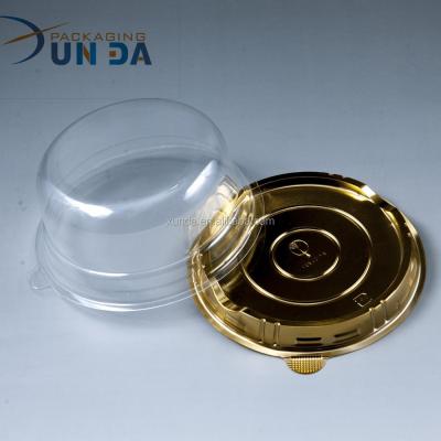 China Wholesale Customized Disposable Clear PET Cupcake Boxes With Gold Bottom Cupcake Box for sale