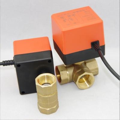 China Safety Electric Three-Way Small Brass Ball Valve for Normal Temperature Water Medium for sale