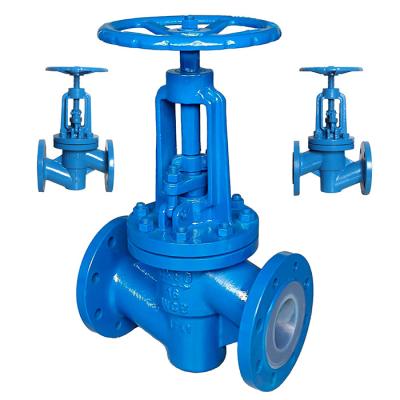 China Corrosion-Resistant PTFE-Lined Cast Steel Flanged Globe Valve J41F46-16C DN15-DN300 for sale