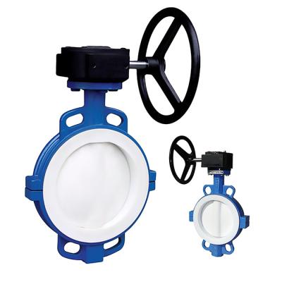 China PTFE-Lined Turbine Wafer Butterfly Valve D371F46-16C with Acid and Alkali Resistance for sale