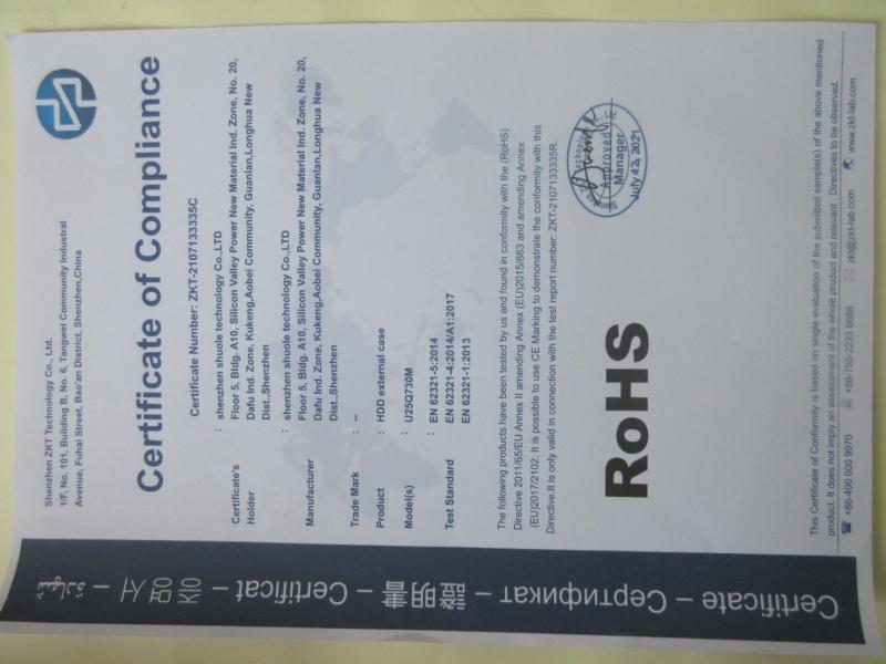 RoHS - Shenzhen Shuole Technology Co., Ltd.