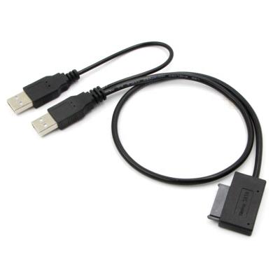 China Hot Sale Plastic Mini SATA CD/DVD/ROM/RW to USB 2.0 Adapter Cable for sale