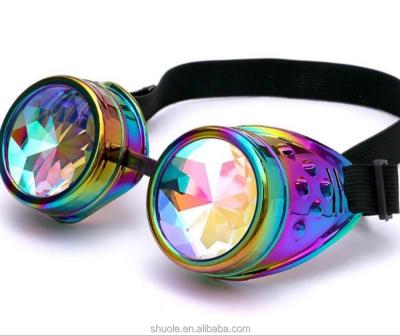 China Protective Safety Glasses Kaleidoscope Praise Glasses Steampunk Glasses With Rainbow Crystal Glass Lens for sale