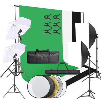 China Large Set of Photo Studio Equipment Include Backdrop Stand, Reflector, Lighting Photography Kit Umbrella Soft Box Set 2.6*3m for sale